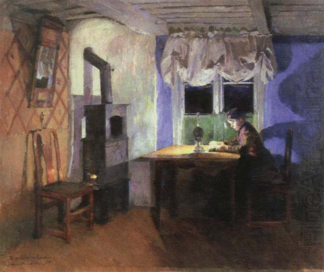 Harriet Backer by lamplight china oil painting image